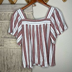loft reddish striped blouse